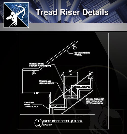 【Free Stair Details】Tread Riser Detail - Architecture Autocad Blocks,CAD Details,CAD Drawings,3D Models,PSD,Vector,Sketchup Download