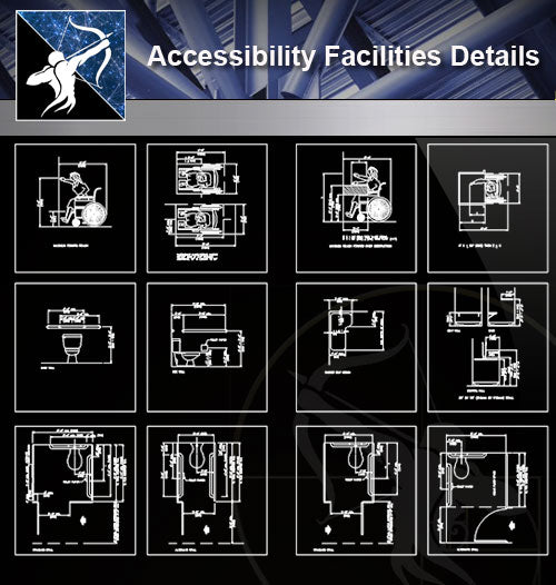 【Accessibility Facilities Details】Accessibility Facilities Details 1 - Architecture Autocad Blocks,CAD Details,CAD Drawings,3D Models,PSD,Vector,Sketchup Download