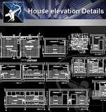 【Architecture Details】House elevation details - Architecture Autocad Blocks,CAD Details,CAD Drawings,3D Models,PSD,Vector,Sketchup Download