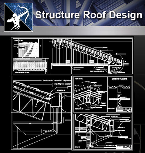 【Architecture Details】 Structure Roof Design - Architecture Autocad Blocks,CAD Details,CAD Drawings,3D Models,PSD,Vector,Sketchup Download