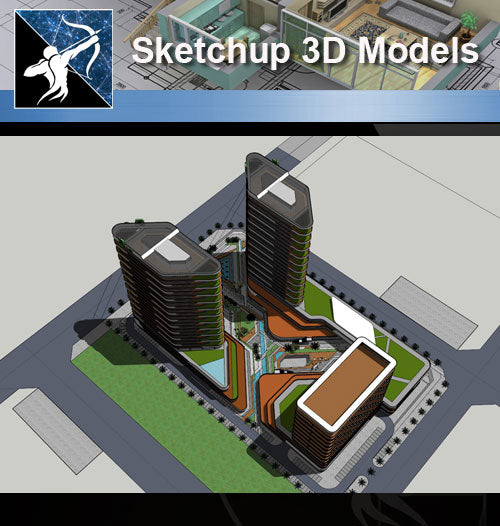 ★Sketchup 3D Models-Business Building Sketchup Models 10 - Architecture Autocad Blocks,CAD Details,CAD Drawings,3D Models,PSD,Vector,Sketchup Download
