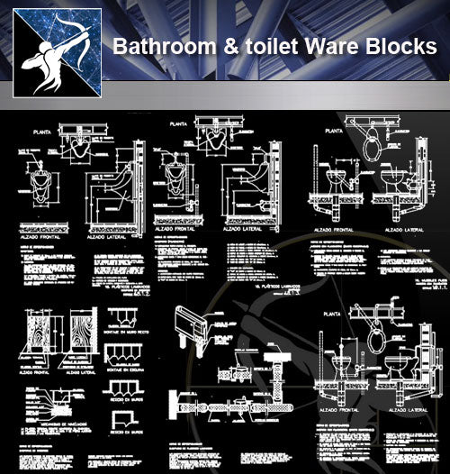 【Sanitations Details】Bathroom & toilet Ware Blocks - Architecture Autocad Blocks,CAD Details,CAD Drawings,3D Models,PSD,Vector,Sketchup Download