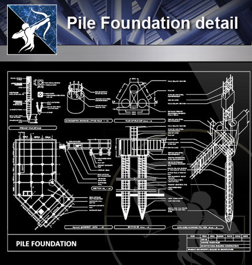 【Foundation Details】Pile Foundation detail - Architecture Autocad Blocks,CAD Details,CAD Drawings,3D Models,PSD,Vector,Sketchup Download