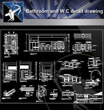 【Sanitations Details】Bathroom and W.C detail drawing - Architecture Autocad Blocks,CAD Details,CAD Drawings,3D Models,PSD,Vector,Sketchup Download