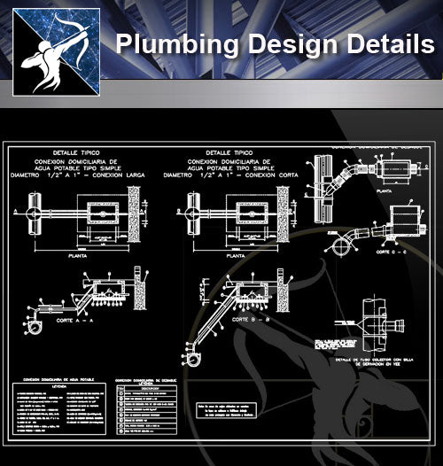 【Sanitations Details】Plumbing Design - Architecture Autocad Blocks,CAD Details,CAD Drawings,3D Models,PSD,Vector,Sketchup Download