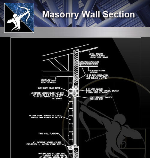 【Free Architecture Details】Masonry Wall Section - Architecture Autocad Blocks,CAD Details,CAD Drawings,3D Models,PSD,Vector,Sketchup Download