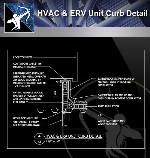 【Free Sanitations Details】HVAC & ERV Unit Curb Detail - Architecture Autocad Blocks,CAD Details,CAD Drawings,3D Models,PSD,Vector,Sketchup Download