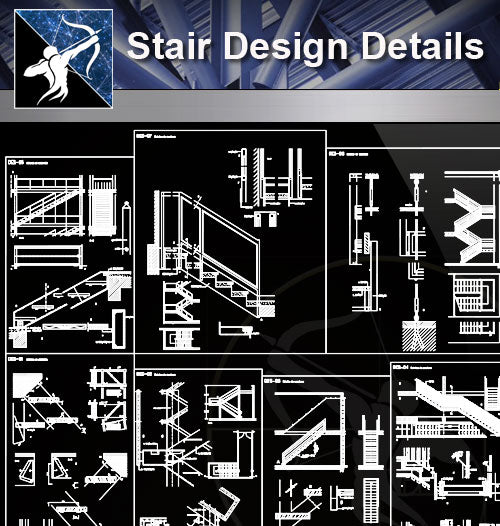 【Stair Details】Stair Design Details - Architecture Autocad Blocks,CAD Details,CAD Drawings,3D Models,PSD,Vector,Sketchup Download