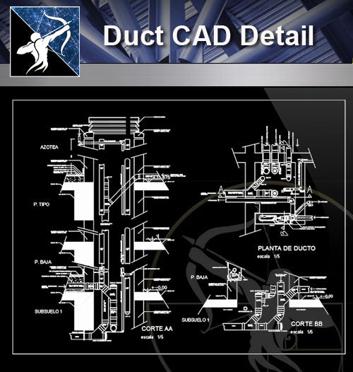 【Architecture Details】Duct CAD Detail - Architecture Autocad Blocks,CAD Details,CAD Drawings,3D Models,PSD,Vector,Sketchup Download