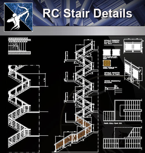 【Stair Details】RC Stair Details - Architecture Autocad Blocks,CAD Details,CAD Drawings,3D Models,PSD,Vector,Sketchup Download