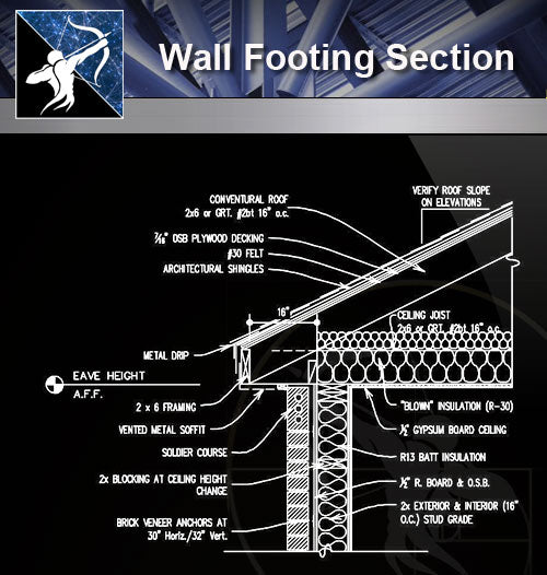 【Wall Details】Wall Footing Section - Architecture Autocad Blocks,CAD Details,CAD Drawings,3D Models,PSD,Vector,Sketchup Download