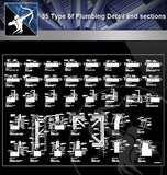 【Sanitations Details】35 Type of Plumbing Detail and sections - Architecture Autocad Blocks,CAD Details,CAD Drawings,3D Models,PSD,Vector,Sketchup Download