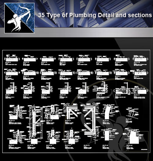 【Sanitations Details】35 Type of Plumbing Detail and sections - Architecture Autocad Blocks,CAD Details,CAD Drawings,3D Models,PSD,Vector,Sketchup Download