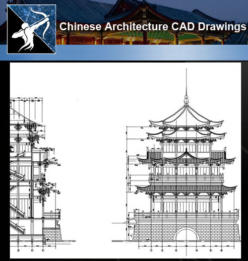 ★Chinese Architecture CAD Drawings-Chinese Tower 2 - Architecture Autocad Blocks,CAD Details,CAD Drawings,3D Models,PSD,Vector,Sketchup Download