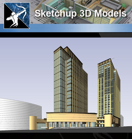 ★Sketchup 3D Models-Business Building - Architecture Autocad Blocks,CAD Details,CAD Drawings,3D Models,PSD,Vector,Sketchup Download