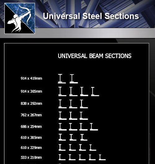 【Free Steel Structure Details】Universal Steel Sections 1 - Architecture Autocad Blocks,CAD Details,CAD Drawings,3D Models,PSD,Vector,Sketchup Download