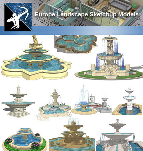 ★Sketchup 3D Models-Europe Landscape Sketchup Models - Architecture Autocad Blocks,CAD Details,CAD Drawings,3D Models,PSD,Vector,Sketchup Download