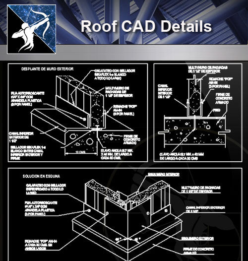 【Roof Details】Roof CAD Details V.2 (Recommanded!!) - Architecture Autocad Blocks,CAD Details,CAD Drawings,3D Models,PSD,Vector,Sketchup Download