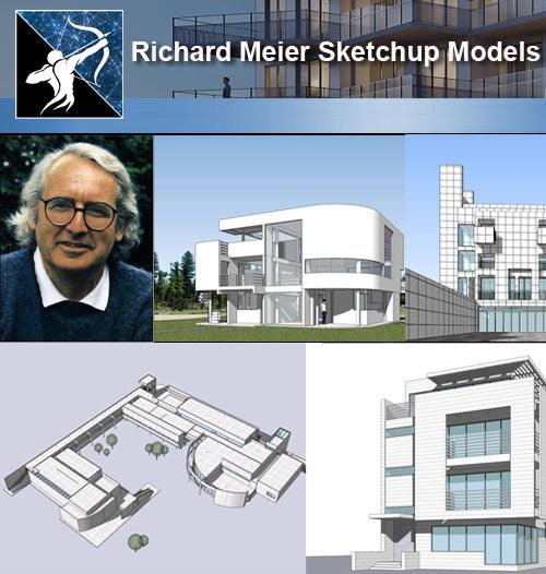★Famous Architecture -Richard Meier Sketchup 3D Models - Architecture Autocad Blocks,CAD Details,CAD Drawings,3D Models,PSD,Vector,Sketchup Download