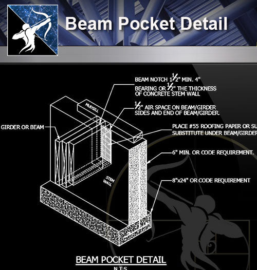 【Free Architecture Details】Beam Pocket Detail - Architecture Autocad Blocks,CAD Details,CAD Drawings,3D Models,PSD,Vector,Sketchup Download