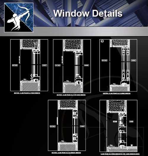 【Window Details】Window CAD Detail - Architecture Autocad Blocks,CAD Details,CAD Drawings,3D Models,PSD,Vector,Sketchup Download