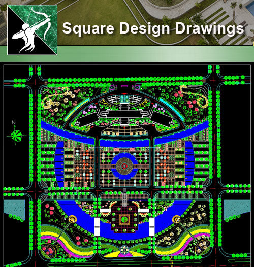 ★Square Design-Landscape CAD Drawings V.1 - Architecture Autocad Blocks,CAD Details,CAD Drawings,3D Models,PSD,Vector,Sketchup Download