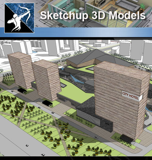 ★Sketchup 3D Models-Business Building Sketchup Models 4 - Architecture Autocad Blocks,CAD Details,CAD Drawings,3D Models,PSD,Vector,Sketchup Download