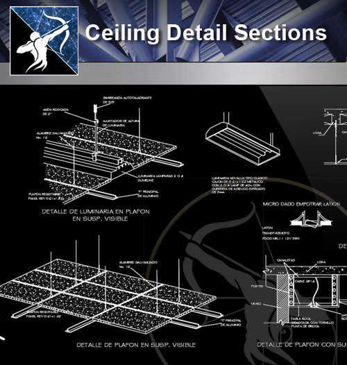 【Architecture Details】Ceiling Detail Sections - Architecture Autocad Blocks,CAD Details,CAD Drawings,3D Models,PSD,Vector,Sketchup Download