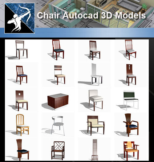 ★AutoCAD 3D Models-Chair Autocad 3D Models - Architecture Autocad Blocks,CAD Details,CAD Drawings,3D Models,PSD,Vector,Sketchup Download
