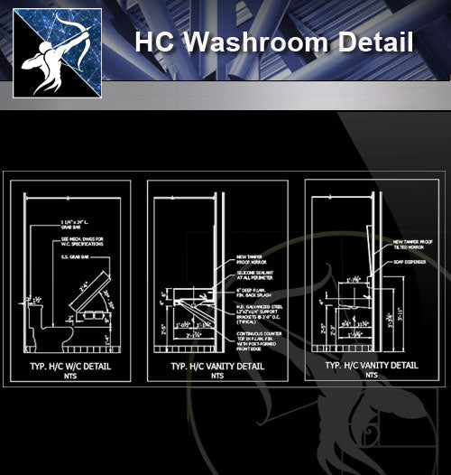 【Sanitations Details】HC Washroom Detail - Architecture Autocad Blocks,CAD Details,CAD Drawings,3D Models,PSD,Vector,Sketchup Download