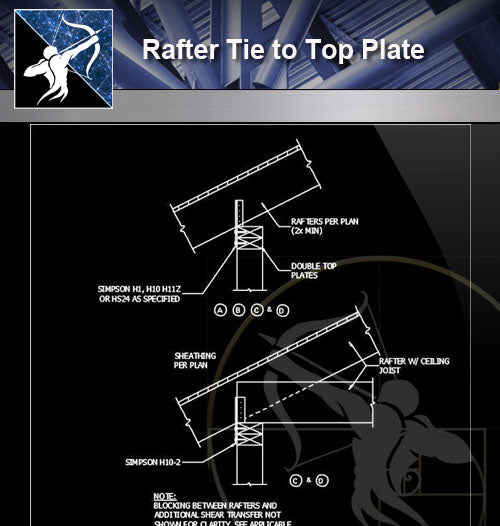 【Free Architecture Details】Rafter Tie to Top Plate - Architecture Autocad Blocks,CAD Details,CAD Drawings,3D Models,PSD,Vector,Sketchup Download