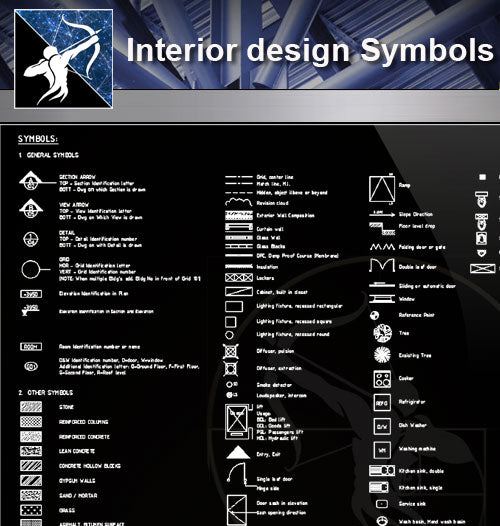 【Free Symbols CAD Blocks】Interior design Symbols - Architecture Autocad Blocks,CAD Details,CAD Drawings,3D Models,PSD,Vector,Sketchup Download