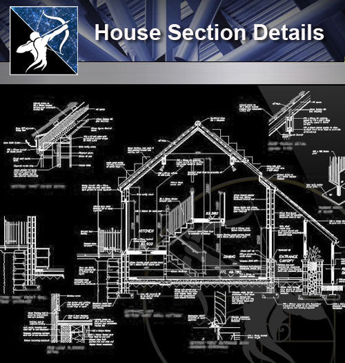【Architecture Details】House Section - Architecture Autocad Blocks,CAD Details,CAD Drawings,3D Models,PSD,Vector,Sketchup Download