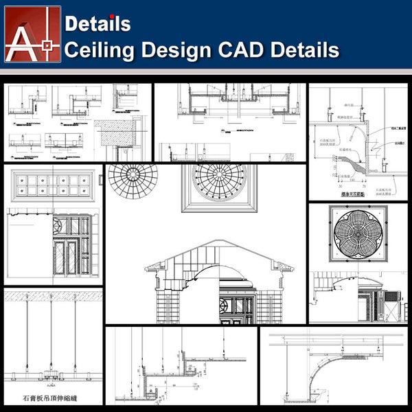 ★【Ceiling Details-Autocad Blocks,details Collections V1】All kinds of Ceiling Details Design CAD Drawings