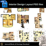 【15 Types of Interior Design Layout Photoshop PSD】V.3 - Architecture Autocad Blocks,CAD Details,CAD Drawings,3D Models,PSD,Vector,Sketchup Download