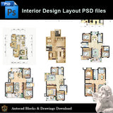 【15 Types of Interior Design Layout Photoshop PSD】 - Architecture Autocad Blocks,CAD Details,CAD Drawings,3D Models,PSD,Vector,Sketchup Download