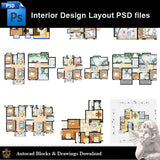 【15 Types of Interior Design Layout Photoshop PSD】V.2 - Architecture Autocad Blocks,CAD Details,CAD Drawings,3D Models,PSD,Vector,Sketchup Download