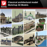 💎【Sketchup Architecture 3D Projects】European Classical Architecture Sketchup 3D Models V2 - Architecture Autocad Blocks,CAD Details,CAD Drawings,3D Models,PSD,Vector,Sketchup Download