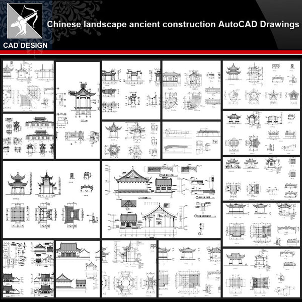 ★【Chinese Landscape ancient construction design Autocad Drawings Collections】All kinds of Chinese Landscape Details CAD Drawings - Architecture Autocad Blocks,CAD Details,CAD Drawings,3D Models,PSD,Vector,Sketchup Download