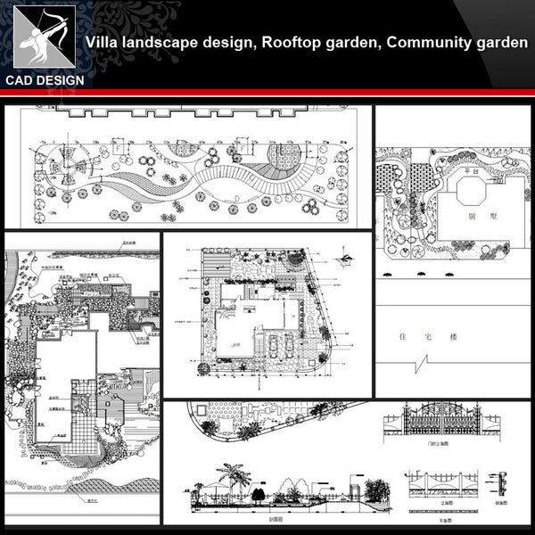 ★【Villa Landscape design,Rooftop garden,Community garden CAD Drawings Bundle V.5】All kinds of Landscape design CAD Drawings - Architecture Autocad Blocks,CAD Details,CAD Drawings,3D Models,PSD,Vector,Sketchup Download