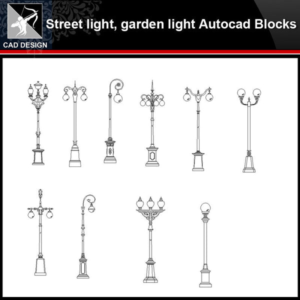 ★【Street light,Garden light Autocad Blocks】-All kinds of Autocad Blocks Collection - Architecture Autocad Blocks,CAD Details,CAD Drawings,3D Models,PSD,Vector,Sketchup Download