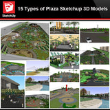 💎【Sketchup Architecture 3D Projects】15 Types of Plaza Landscape Sketchup 3D Models V2 - Architecture Autocad Blocks,CAD Details,CAD Drawings,3D Models,PSD,Vector,Sketchup Download