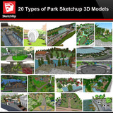 💎【Sketchup Architecture 3D Projects】20 Types of Park Landscape Sketchup 3D Models V2 - Architecture Autocad Blocks,CAD Details,CAD Drawings,3D Models,PSD,Vector,Sketchup Download