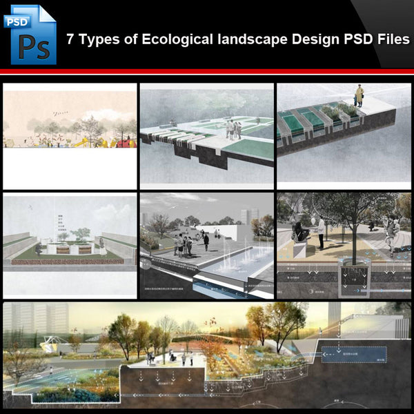 ★Photoshop PSD Files-7 Types of Ecological landscape Design PSD Files (Total 1.77GB) - Architecture Autocad Blocks,CAD Details,CAD Drawings,3D Models,PSD,Vector,Sketchup Download