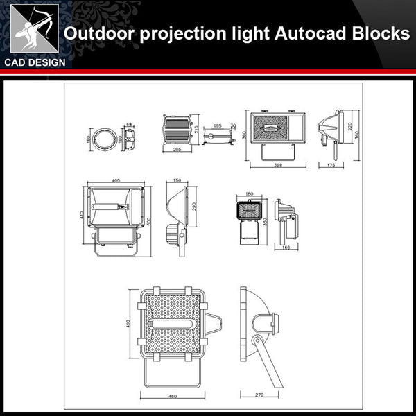 ★【Outdoor projection light Autocad Blocks】-All kinds of Autocad Blocks Collection - Architecture Autocad Blocks,CAD Details,CAD Drawings,3D Models,PSD,Vector,Sketchup Download