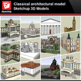 💎【Sketchup Architecture 3D Projects】European Classical Architecture Sketchup 3D Models V1 - Architecture Autocad Blocks,CAD Details,CAD Drawings,3D Models,PSD,Vector,Sketchup Download