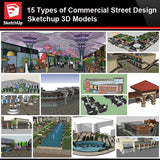 💎【Sketchup Architecture 3D Projects】15 Types of Commercial Street Design Sketchup 3D Models V4 - Architecture Autocad Blocks,CAD Details,CAD Drawings,3D Models,PSD,Vector,Sketchup Download