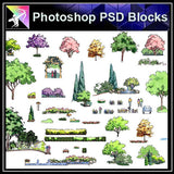 【Photoshop PSD Landscape Blocks】Hand-painted Tree Blocks 3 - Architecture Autocad Blocks,CAD Details,CAD Drawings,3D Models,PSD,Vector,Sketchup Download