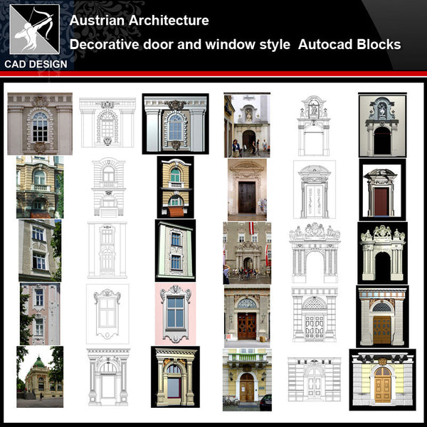 ★【Austrian Architecture Style Design】Austrian architecture · Decorative door and window style CAD Drawings - Architecture Autocad Blocks,CAD Details,CAD Drawings,3D Models,PSD,Vector,Sketchup Download