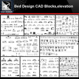 ★【Bed Design Autocad Blocks,elevation Collections】All kinds of Bed CAD Blocks - Architecture Autocad Blocks,CAD Details,CAD Drawings,3D Models,PSD,Vector,Sketchup Download
